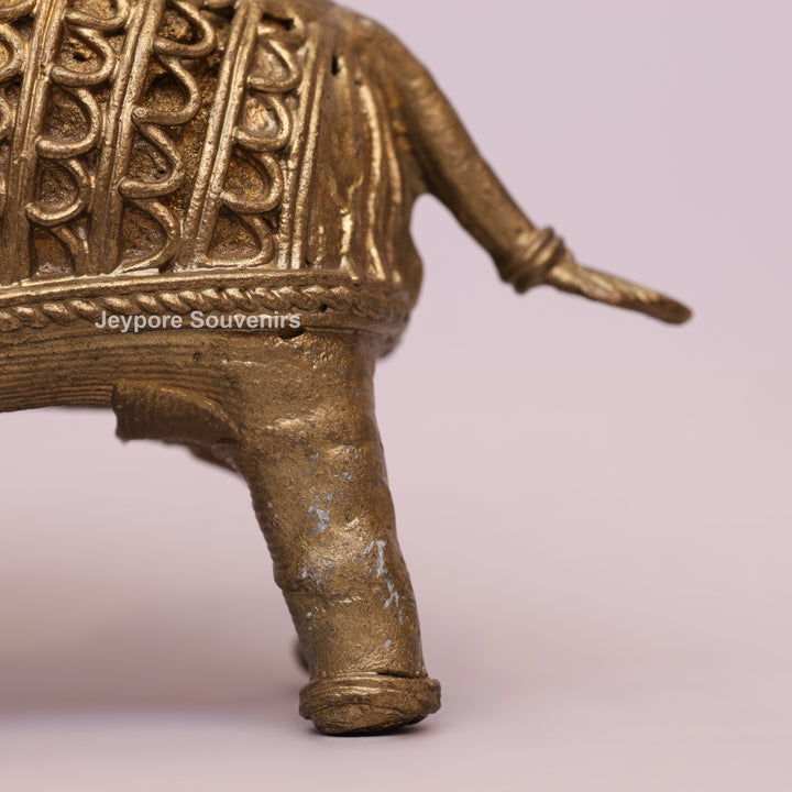 Handcrafted Dhokra Brass Elephant Candle Holder