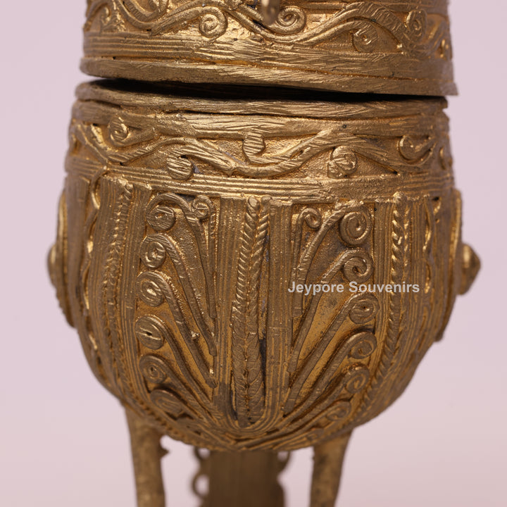 Handcrafted Dhokra Brass Owl Keepsake Box – Antique Golden Tribal Art