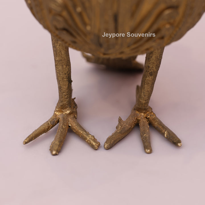 Handcrafted Dhokra Brass Owl Keepsake Box – Antique Golden Tribal Art
