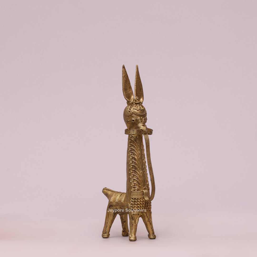 Handcrafted Dhokra Brass Horse Sculpture – Antique Tribal Art
