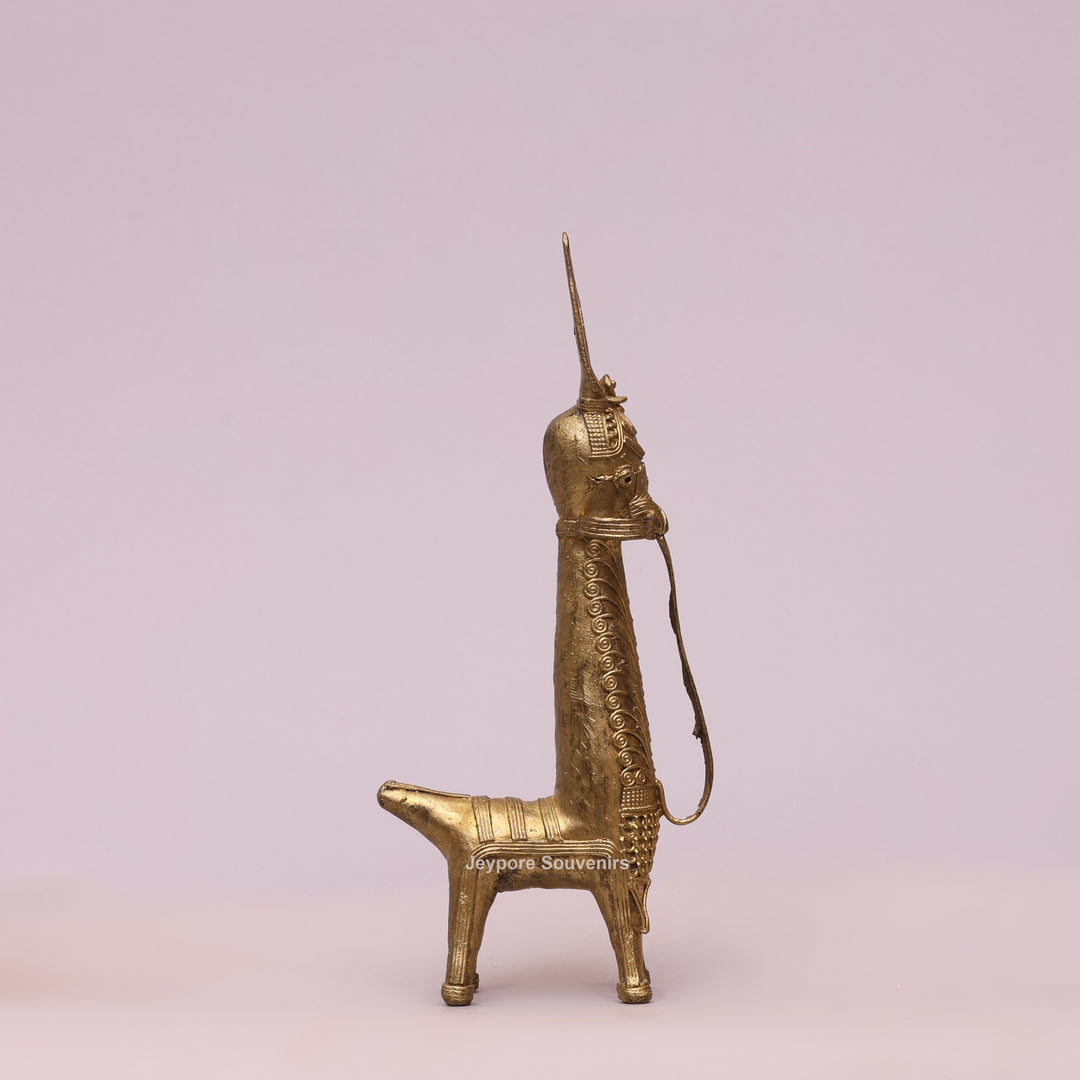 Handcrafted Dhokra Brass Horse Sculpture – Antique Tribal Art