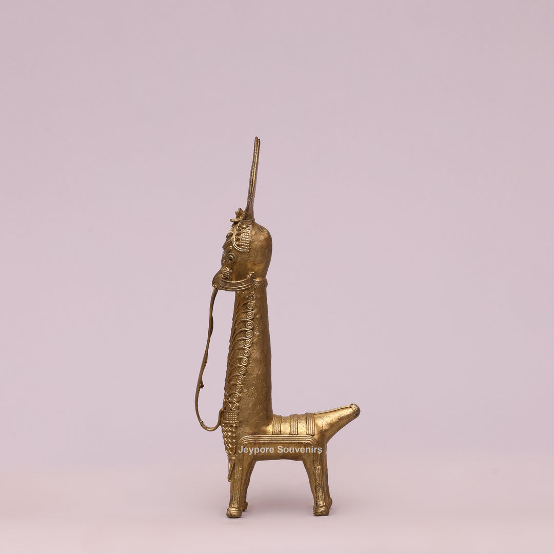 Handcrafted Dhokra Brass Horse Sculpture – Antique Tribal Art