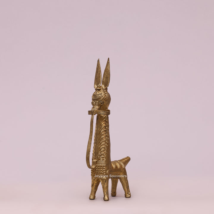 Handcrafted Dhokra Brass Horse Sculpture – Antique Tribal Art
