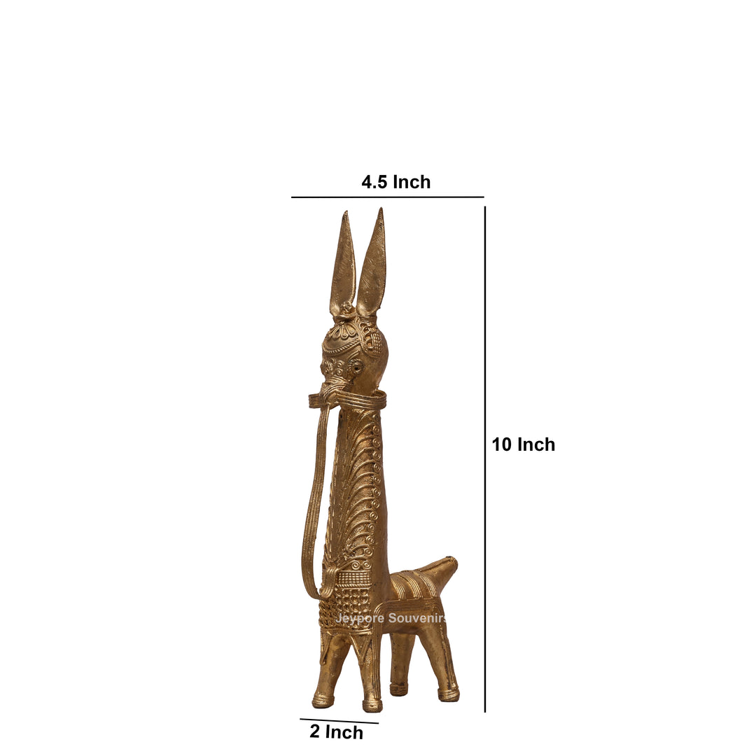 Handcrafted Dhokra Brass Horse Sculpture – Antique Tribal Art