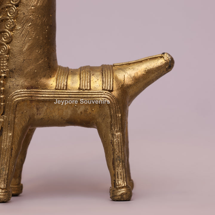 Handcrafted Dhokra Brass Horse Sculpture – Antique Tribal Art