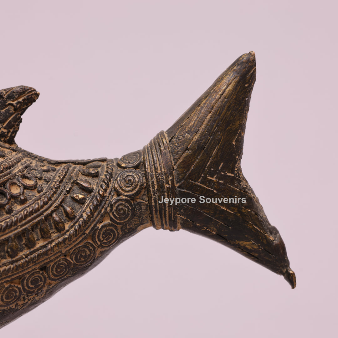 Handcrafted Dhokra Brass Fish Container Box
