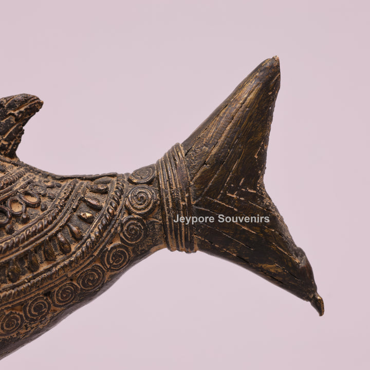 Handcrafted Dhokra Brass Fish Container Box