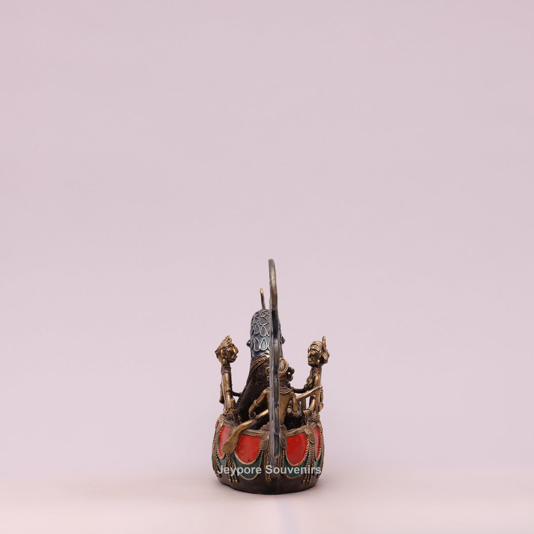 Handcrafted Bastar Dhokra Brass Peacock Boat Sculpture