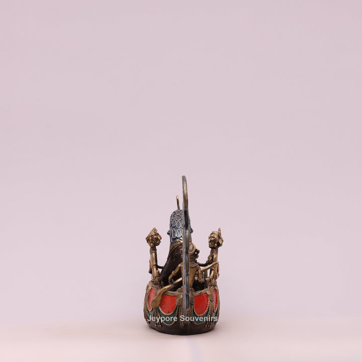Handcrafted Bastar Dhokra Brass Peacock Boat Sculpture