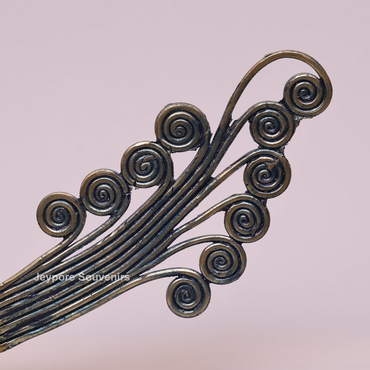Handcrafted Bastar Dhokra Brass Peacock Boat Sculpture