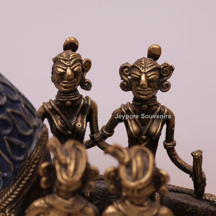 Handcrafted Bastar Dhokra Brass Peacock Boat Sculpture