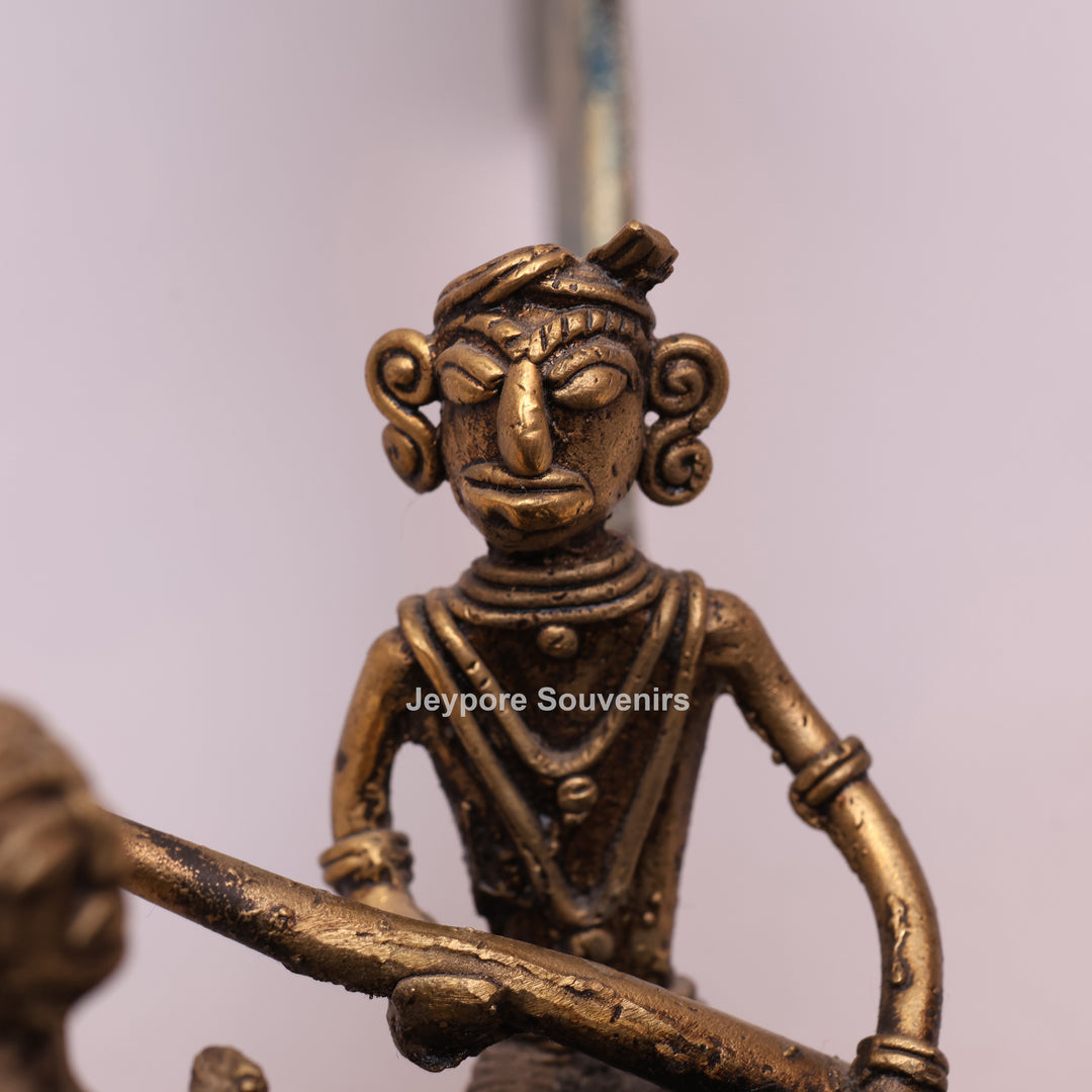 Handcrafted Bastar Dhokra Brass Peacock Boat Sculpture