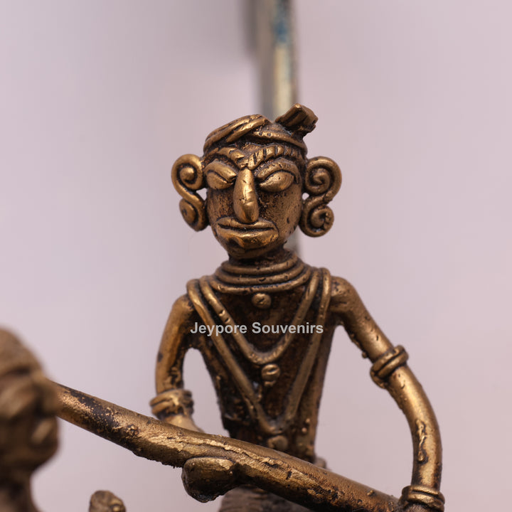 Handcrafted Bastar Dhokra Brass Peacock Boat Sculpture