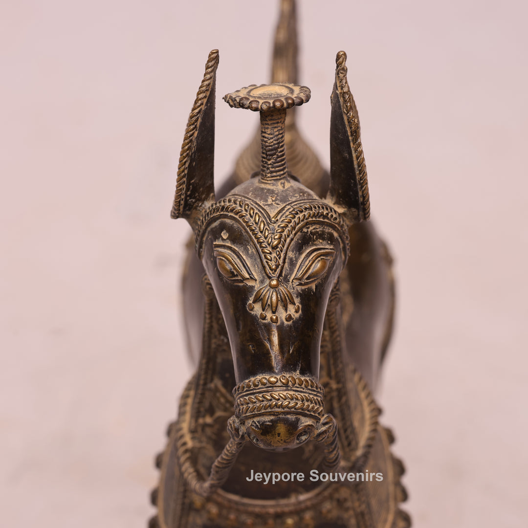 Handcrafted Brass Dhokra Horse Statue With Antique Finish