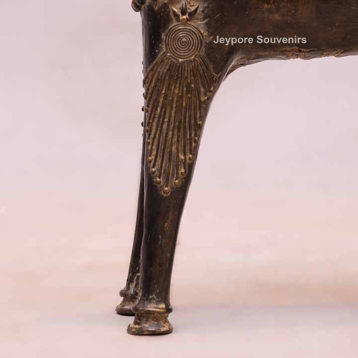 Handcrafted Brass Dhokra Horse Statue With Antique Finish