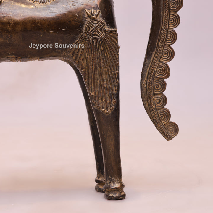 Handcrafted Brass Dhokra Horse Statue With Antique Finish