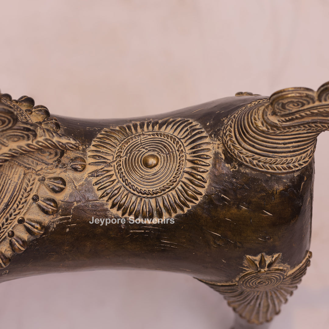 Handcrafted Brass Dhokra Horse Statue With Antique Finish