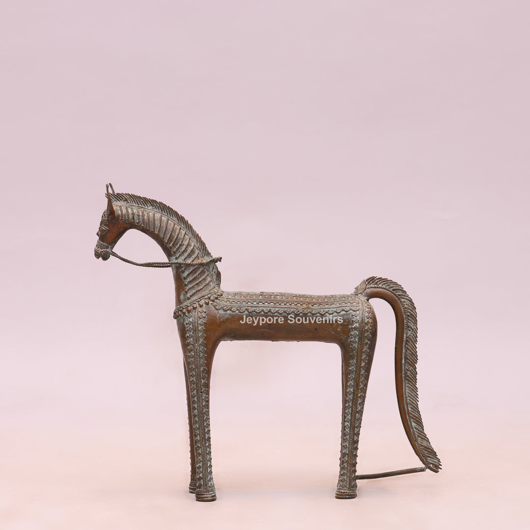 Handcrafted Antique Dhokra Brass Horse Statue