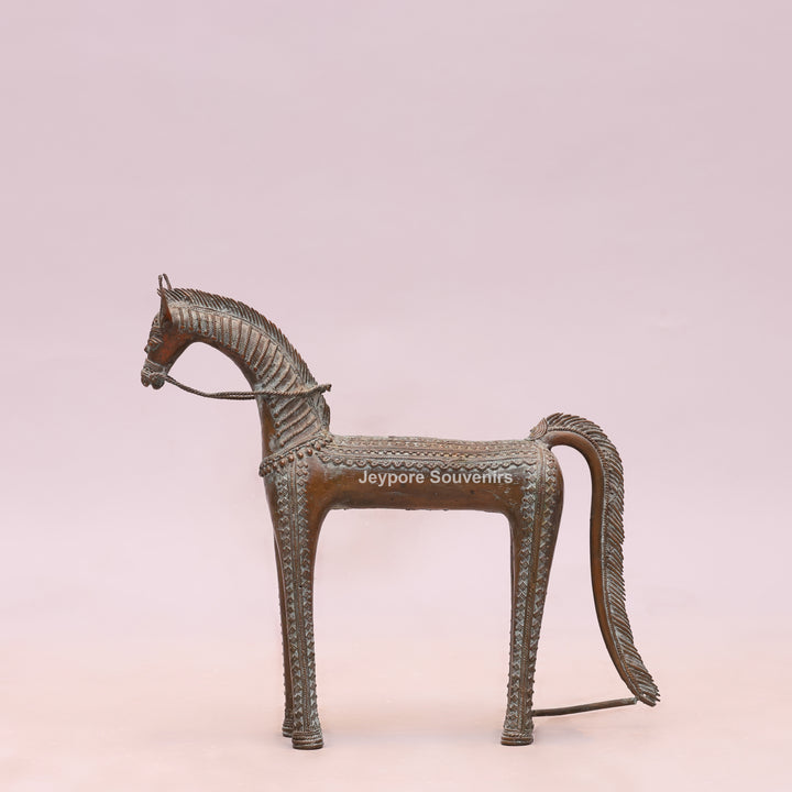 Handcrafted Antique Dhokra Brass Horse Statue