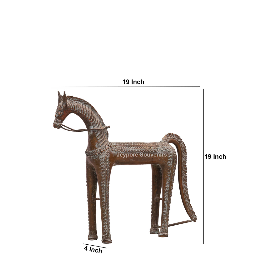 Handcrafted Antique Dhokra Brass Horse Statue