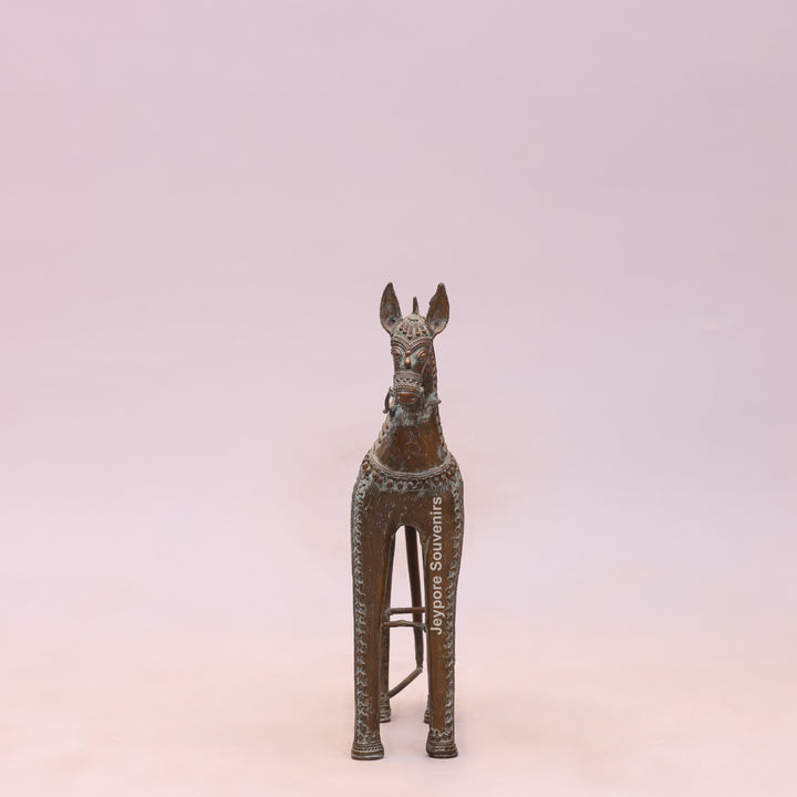 Handcrafted Antique Dhokra Brass Horse Statue
