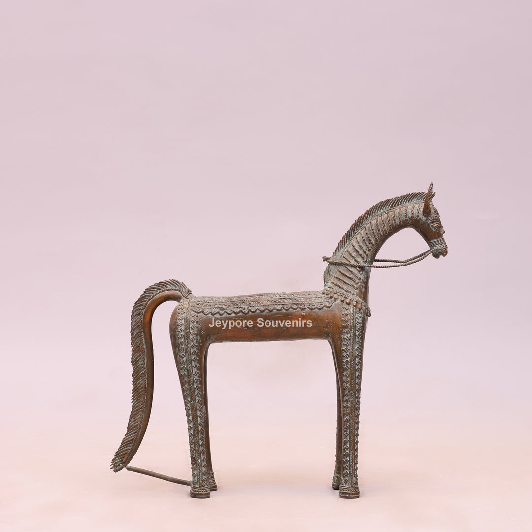 Handcrafted Antique Dhokra Brass Horse Statue