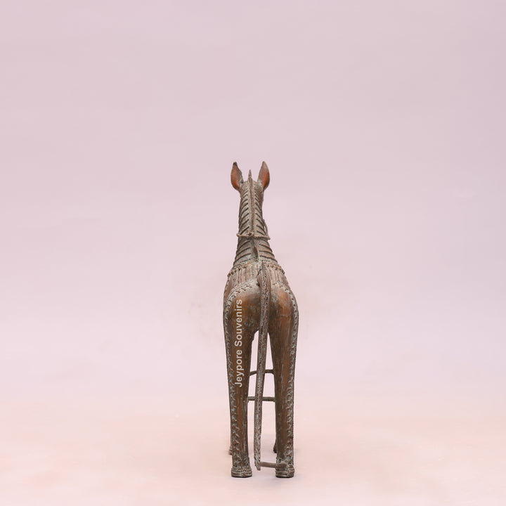 Handcrafted Antique Dhokra Brass Horse Statue