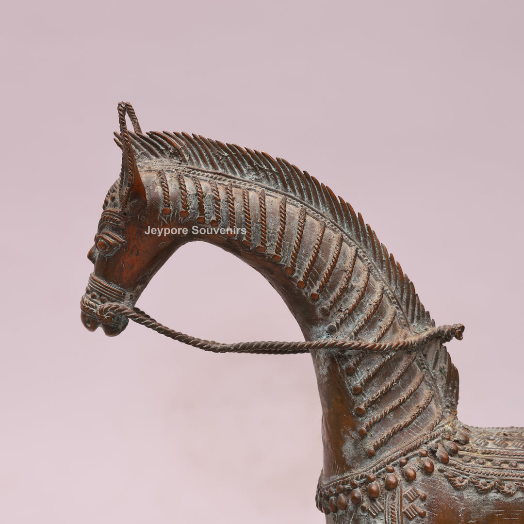Handcrafted Antique Dhokra Brass Horse Statue