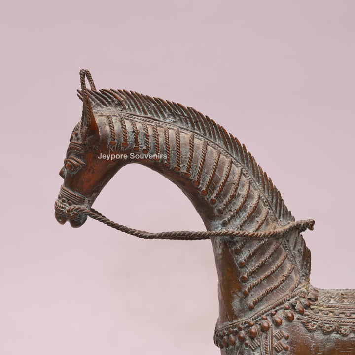 Handcrafted Antique Dhokra Brass Horse Statue