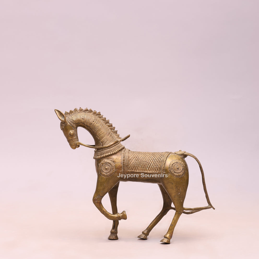 Handcrafted Traditional Indian Dhokra Brass Horse Statue