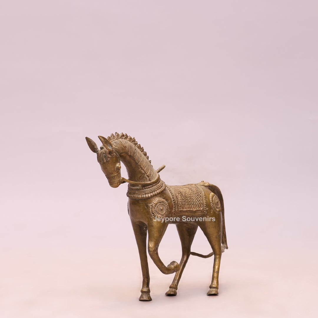 Handcrafted Traditional Indian Dhokra Brass Horse Statue
