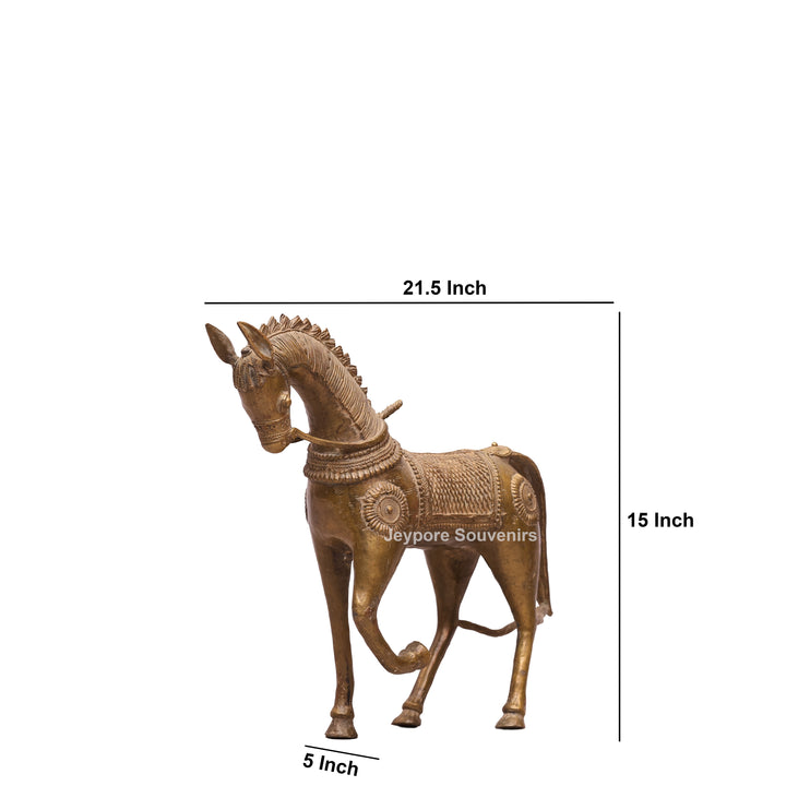 Handcrafted Traditional Indian Dhokra Brass Horse Statue