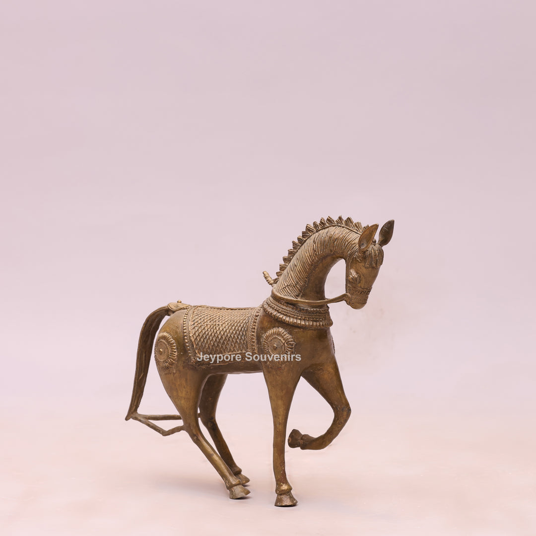 Handcrafted Traditional Indian Dhokra Brass Horse Statue
