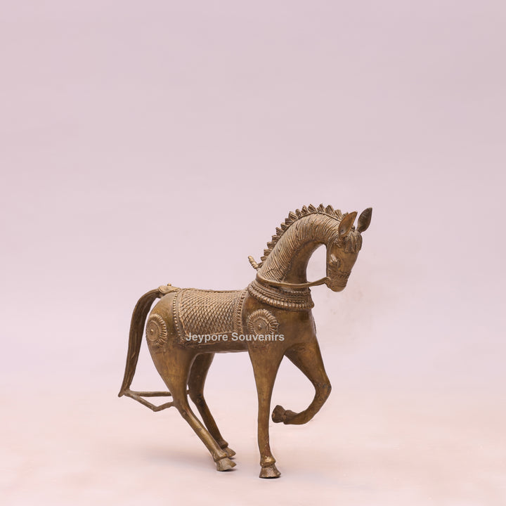 Handcrafted Traditional Indian Dhokra Brass Horse Statue