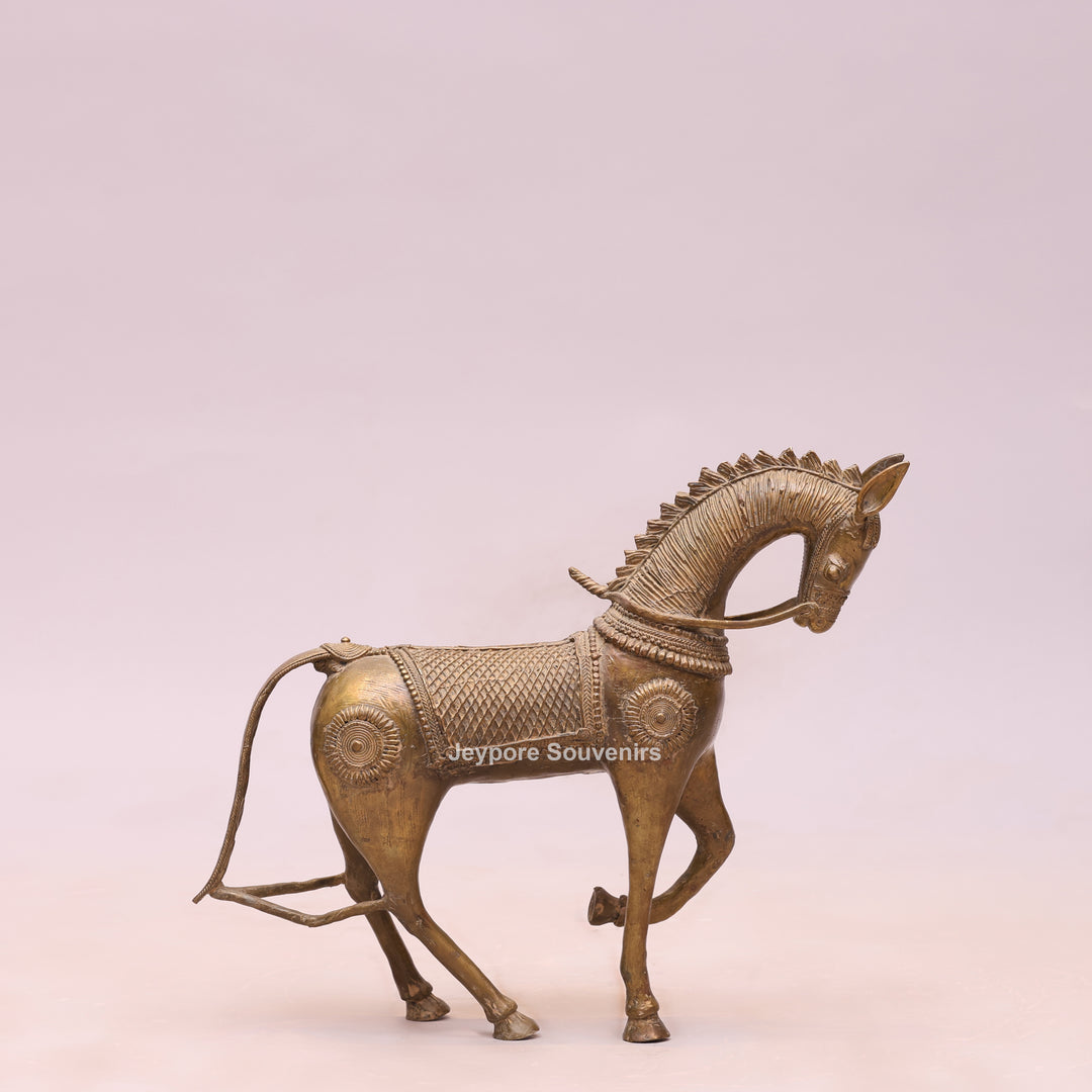 Handcrafted Traditional Indian Dhokra Brass Horse Statue