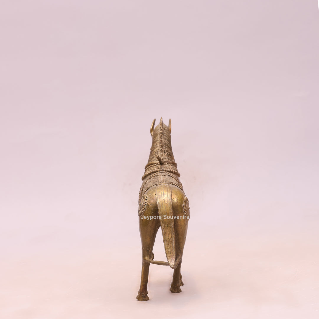 Handcrafted Traditional Indian Dhokra Brass Horse Statue