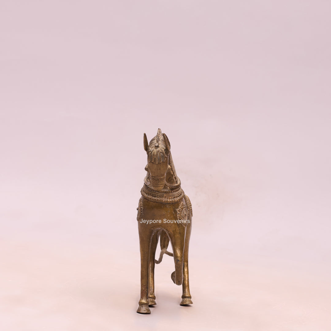 Handcrafted Traditional Indian Dhokra Brass Horse Statue