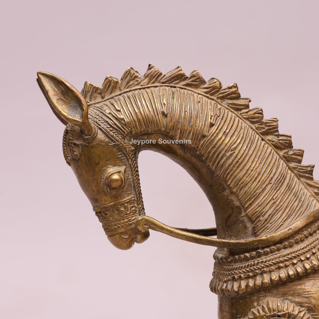 Handcrafted Traditional Indian Dhokra Brass Horse Statue
