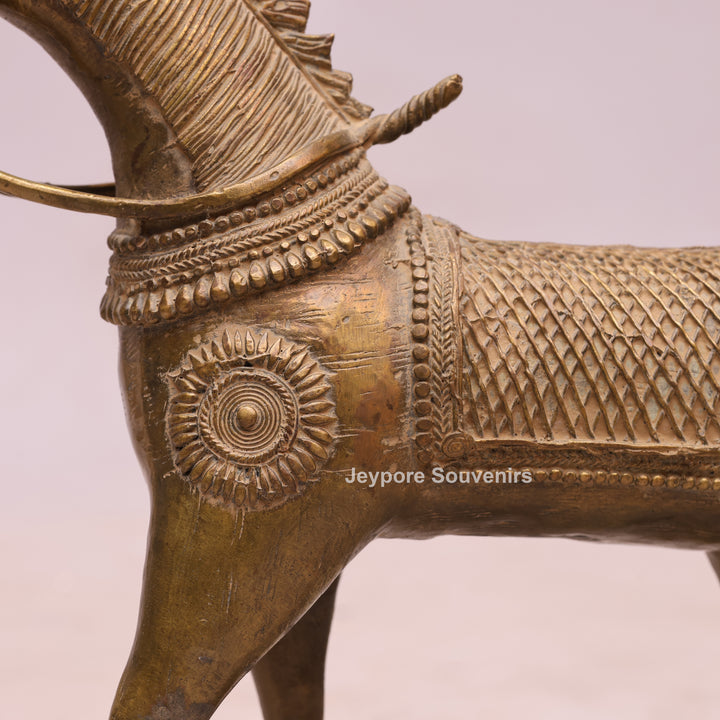 Handcrafted Traditional Indian Dhokra Brass Horse Statue