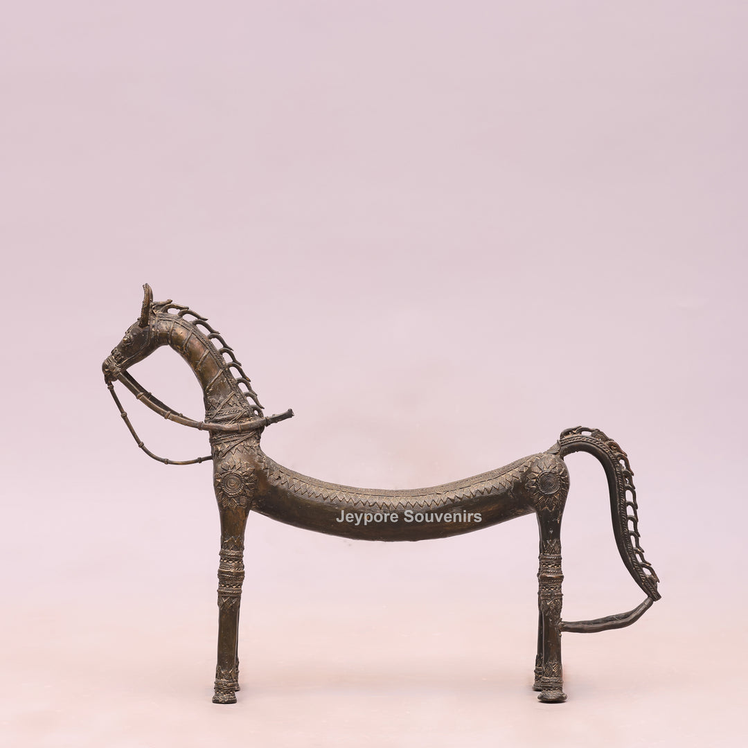 Handcrafted Antique Brass Horse Sculpture - Traditional Lost-Wax Art