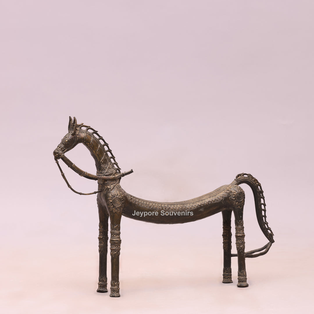 Handcrafted Antique Brass Horse Sculpture - Traditional Lost-Wax Art