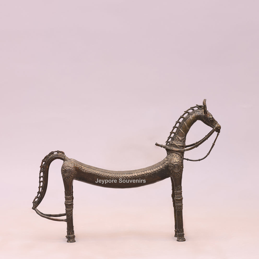 Handcrafted Antique Brass Horse Sculpture - Traditional Lost-Wax Art