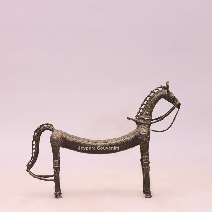 Handcrafted Antique Brass Horse Sculpture - Traditional Lost-Wax Art