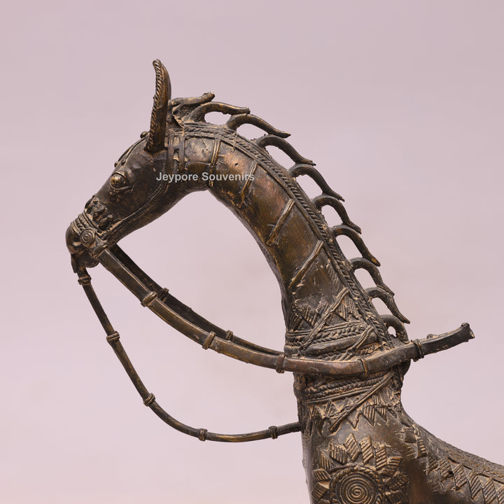 Handcrafted Antique Brass Horse Sculpture - Traditional Lost-Wax Art