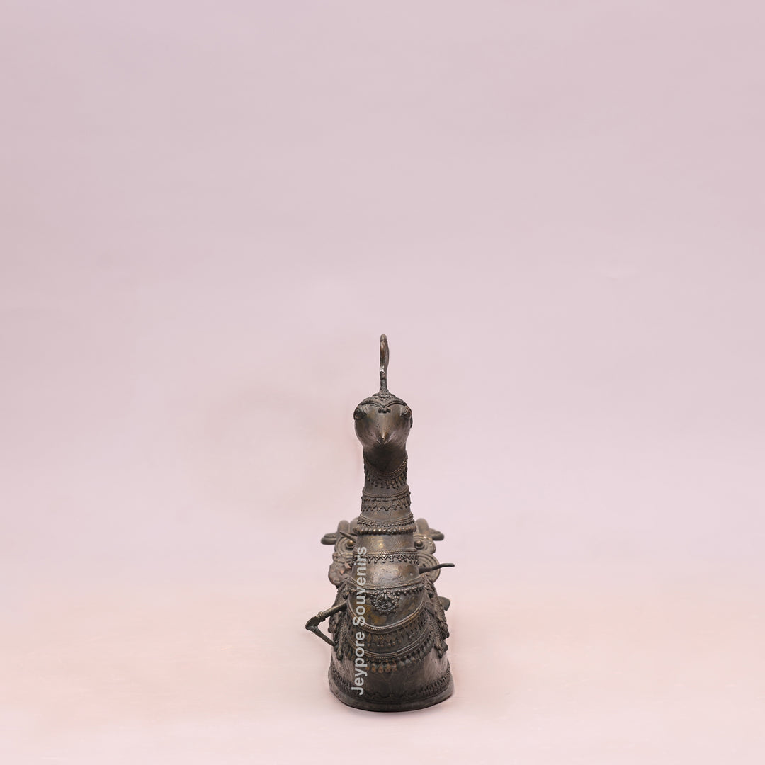 Traditional Brass Bastar Dhokra Art Tribal Swan Boat Sculpture