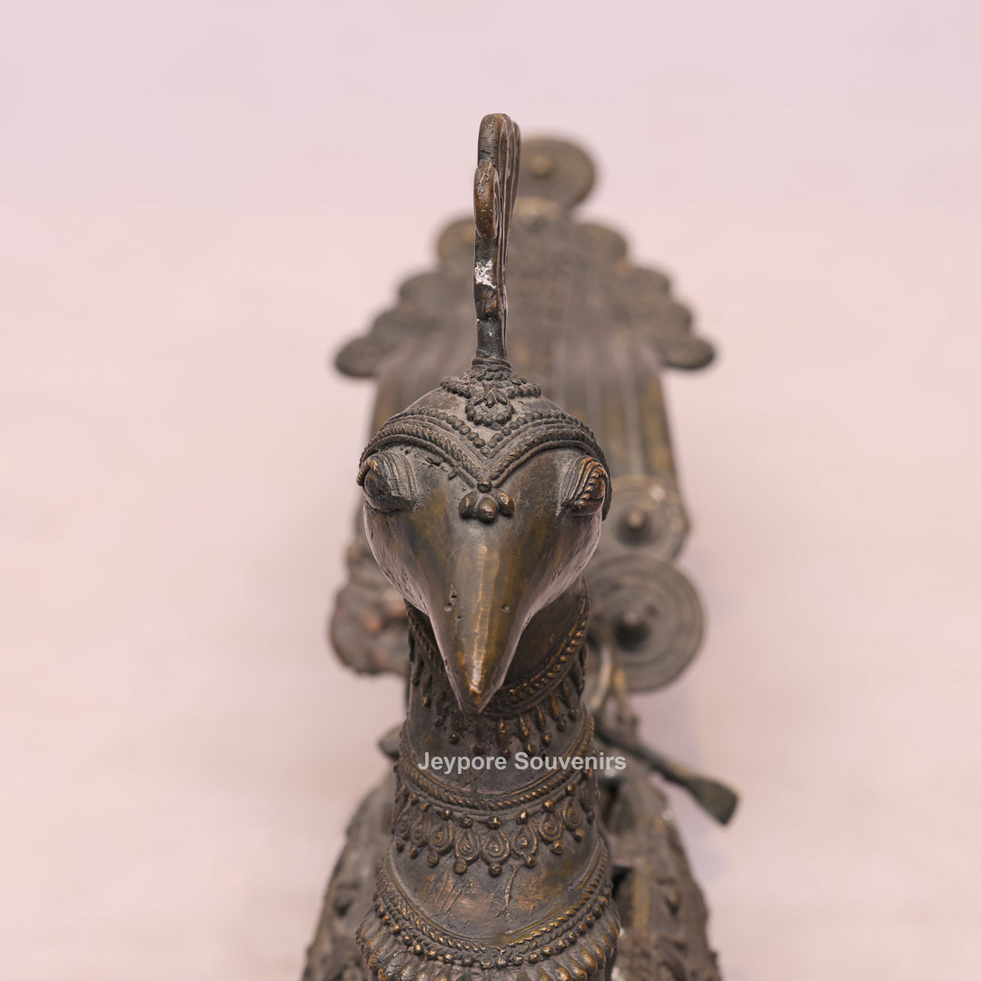 Traditional Brass Bastar Dhokra Art Tribal Swan Boat Sculpture
