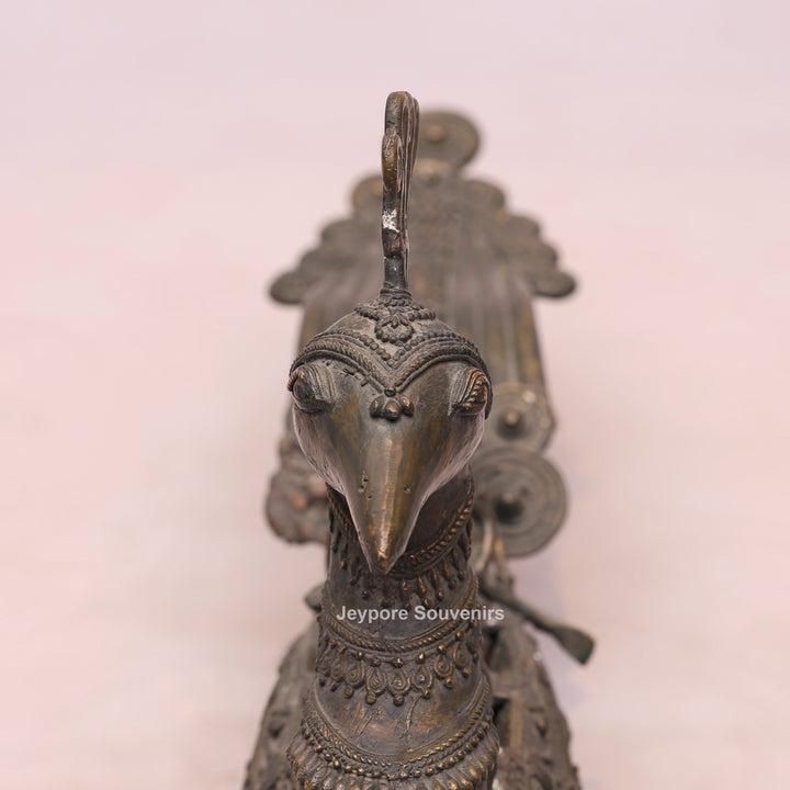 Traditional Brass Bastar Dhokra Art Tribal Swan Boat Sculpture