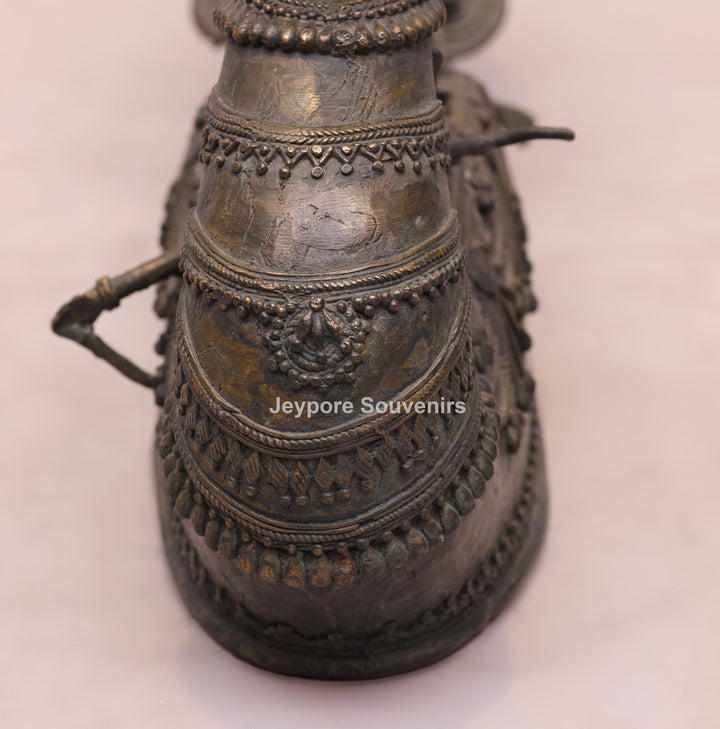 Traditional Brass Bastar Dhokra Art Tribal Swan Boat Sculpture