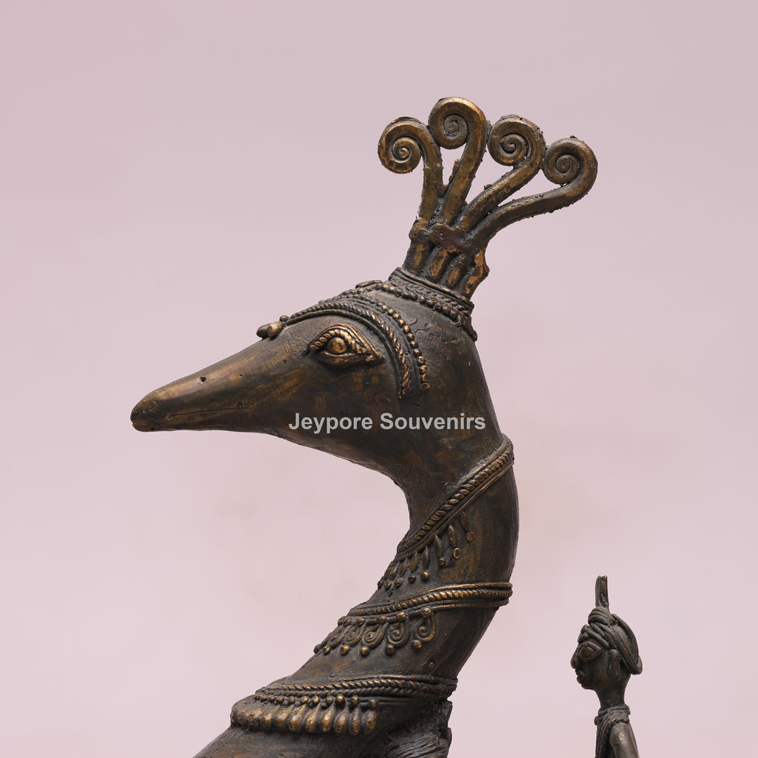 Traditional Brass Bastar Dhokra Art Tribal Swan Boat Sculpture