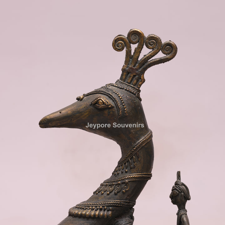 Traditional Brass Bastar Dhokra Art Tribal Swan Boat Sculpture